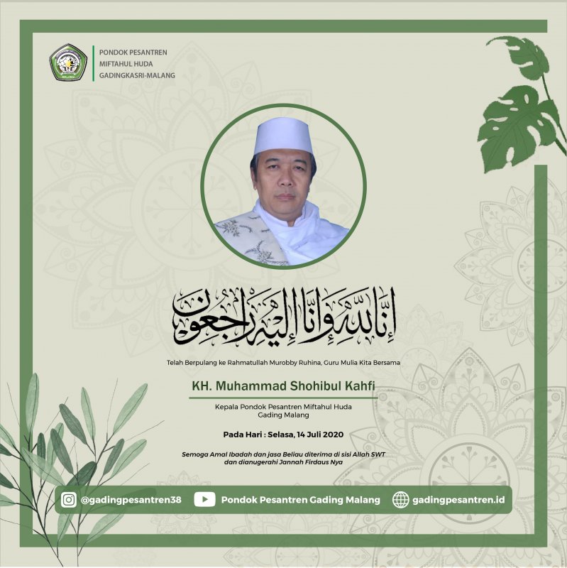 Kabar Duka, KH. M. Shohibul Kahfi Tutup Usia